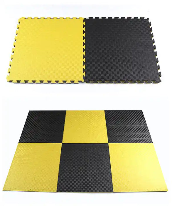 Professionelles Tatami-Puzzle 100x100x4 cm Schwarz und Gelb