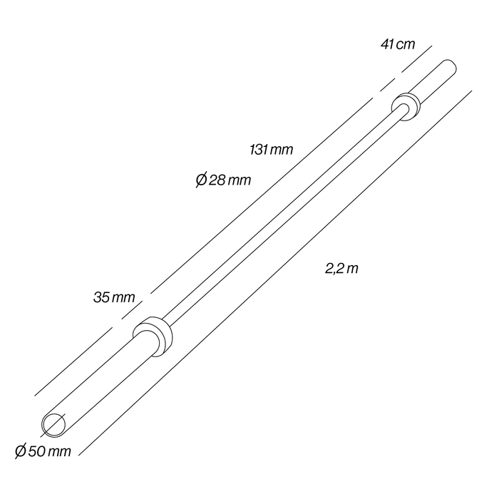 Barra olímpica profesional 2.2m * 50mm 8 rodamientos 454kg