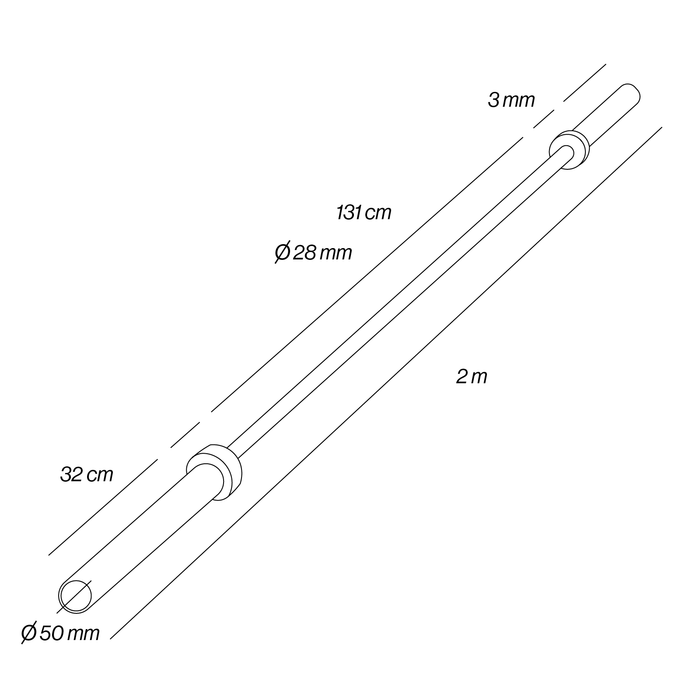 Barra Olímpica Rosa 2m * 50mm 4 rodamientos 340kg