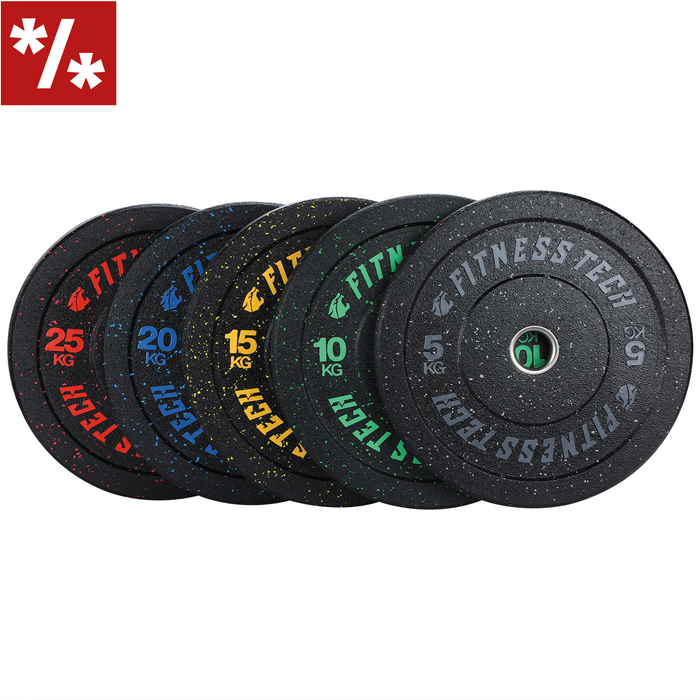 Set 150kg Bumper Plate Alta Resistencia Hi Temp Fleck de 5kg a 25kg